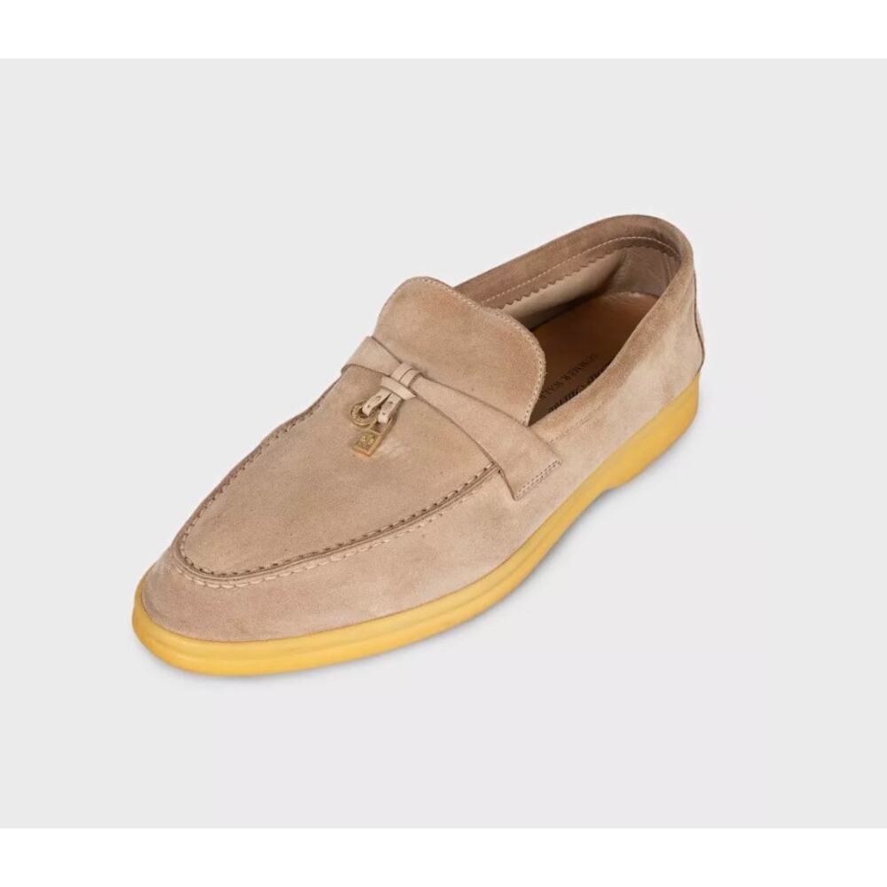 Loro Piana Summer Charms Walk Beige Suede Loafers Sz. 40 - Picture 3 of 11